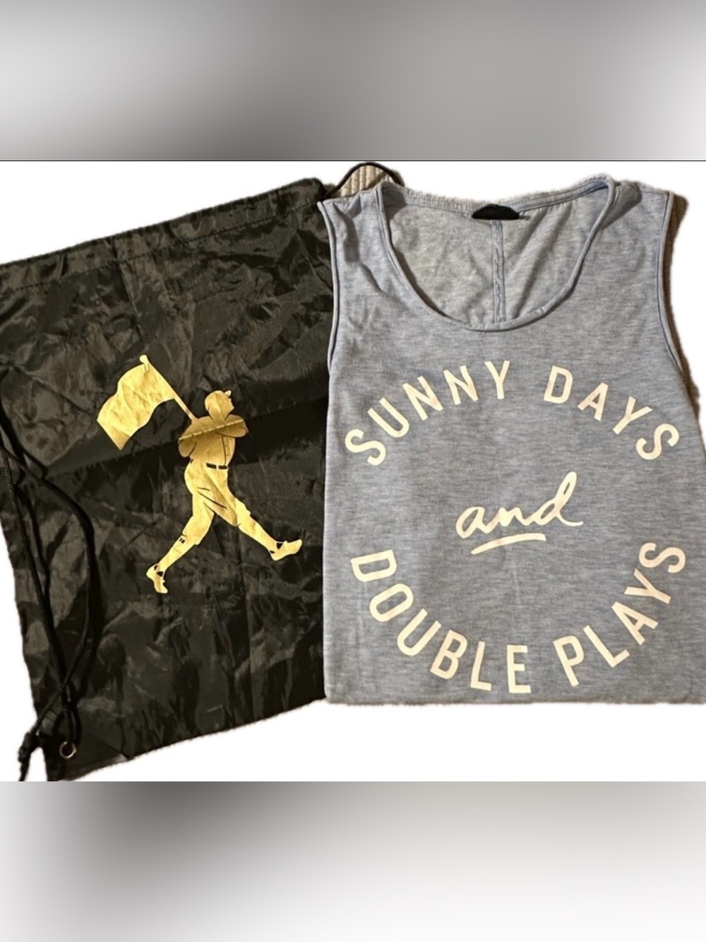 Baseballism Womens tank muscle top with flag man drawstring bag BNWOT
sz med